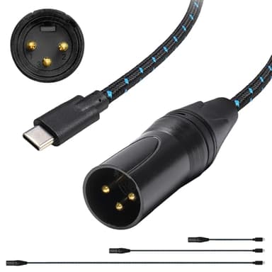 Earmax USB C to XLR Male OFC Audio Output Cable 4.9ft, Type C to XLR 3Pin Nylon Adapter Compatible with Audio Speaker Amplifier Mixing Console Mobile Phone PC Laptop Tablet