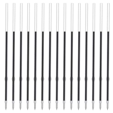 Sunioine 4.53 Inch Retractable Ballpoint Pen Refills, 1 mm Medium Tip Ink Pen Refills for Click Pens (Length 4.53 Inch/115 mm, Can be Cut to 4.2 Inch/107 mm or 3.85 Inch/98 mm) (Black, 15 Pcs)