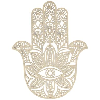 12" Hamsa Wall Decor, Wood Hamsa Wall Art - Boho Spiritual Decor for Meditation Room, Yoga Space & Living Room, Zen Wall Art, Buddhist Chakra,Good Energy Spiritual Altar Decoration