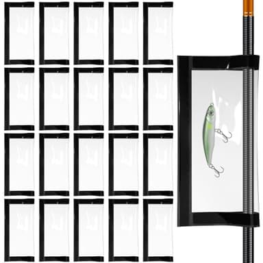 AOZUO 20 Pack Fishing Lure Wraps, Durable Clear PVC Fishing Lure Hook and Loop System Fishing Hook Covers for Keeping Lures Safe and Easily See Lures