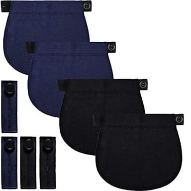 Syhood 6 Pieces Maternity Pants Extender Set Adjustable Waist Extenders Elastic Pant Button Extenders Pregnancy Stretch Band for Women Men(Black+Navy Blue)