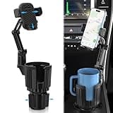 Phone Holders for Your Car Cupholder, Car Cell Phone Mount with Cup Holder Expandable Base, 2 in 1 Car Phone Holder Mount, 360 Degree Rotating Neck, Fits All 4-7” Smartphones and Most Bottles, 1 Pack