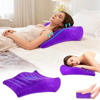 Opertam Inflatable Wedge Pillow for Traveling, Lightweight Wedge Pillow for Acid Reflux Relief, Portable Pillow Wedges for Sleeping, Blow Up Travel Pillow for Camping, Back Lumbar Support