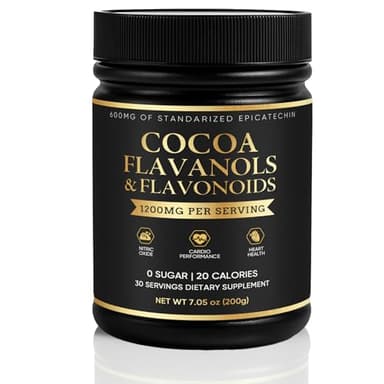 High Flavanol Cacao Powder, with 1200mg Flavanols & Epicatechin Blend for Supports Circulation, Energy Boost & Elevate Mood, Supports Heart Health & Brain Function, Gluten Free, Vegan, 200g