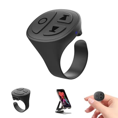 SOFAMIRI TikTok Scrolling Ring, Bluetooth Camera Remote,Scrolling Ring Remote for TikTok iPhone Facebook YouTube Instagram Android Phone, Fingertip Wireless Scroller Page Turner (Black Single Ring)