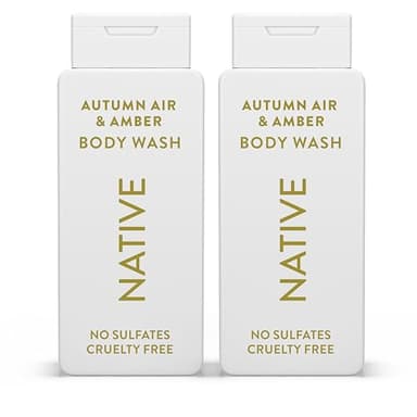 Native Body Wash with Naturally Derived Ingredients – Autumn Air & Amber – Sulfate & Paraben Free – For Women & Men – Skin‑Loving Cleanser – 18 oz (2‑Pack)