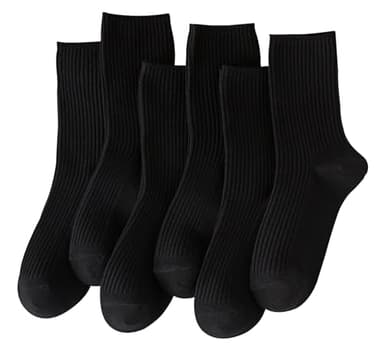 ACCFOD 9-11 Black Crew Socks for Women Soft Thin Athletic Cotton Socks for Women Girls