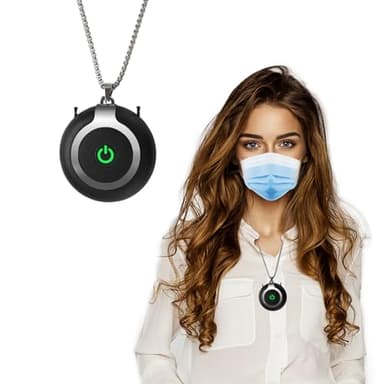 ZOCALOK Rechargeable Ionizer Air Purifier, Wearable Air Purifier, Mini Necklace Air Purifier for Home, Kitchen, Portable Travel Air Cleaner with Carbon Fiber for Smell, Office, Bedroom, Kitchen-Black