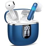 Wireless Earbuds, 2025 Bluetooth 5.4 Headphones in Ear Buds, 40H HiFi Stereo Bluetooth Earbuds with 4 ENC Noise Cancelling Mics, IP7 Waterproof Ultralight Earphones with Dual LED Display USB C, Blue