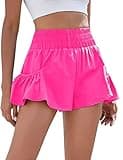 BMJL Womens High Waisted Shorts Athletic Running Shorts Workout Gym Quick Dry Flowy Shorts with Pockets(S,Hot Pink)