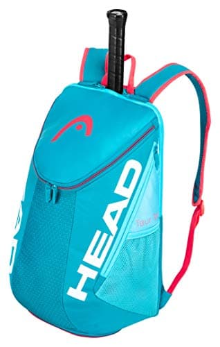 HEAD Tour Team Tennis Backpack 2 Racquet Carrying Bag w/Padded Shoulder Straps & Shoe Compartment - Blue/Pink