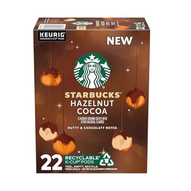 Starbucks K-Cup Coffee Pods, Hazelnut Cocoa Flavored Coffee for Keurig Brewers, 100% Arabica, Holiday, 1 Box (22 Pods)