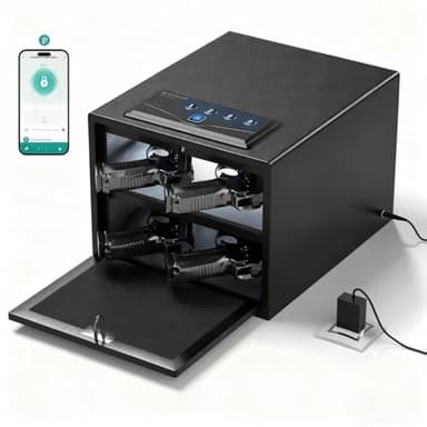 XDeer Biometric Pistol Safe - Quick Access Handgun Safe with Fingerprint & Digital Keypad, APP Bluetooth Secure Home Gun Safe for up to 4 Pistols 1PCS(No Cleaning Kit)