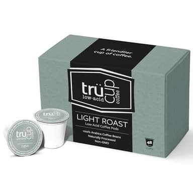 trücup Low Acid Coffee K-Cups - Light Roast - Single Serve Coffee Pods - Can Be Gentle on the Stomach (48 Count)