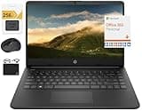 HP New 14" HD Ultra Light Thin Laptop, Quad-Core Intel Celeron Processor, 16GB RAM, 320GB (64GB eMMC+ 256GB Card), Wi-Fi, Upto 11 Hours, Windows 11 S + 1 Year Office 365+HubxcelAccessory, Black