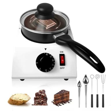 2026 Upgrade Chocolate Melting Pot, 1L Chocolate Melting Machine with Candy Dipping Tools,Electric Chocolate Tempering Machine for Chocolate,Candy,Butter Making Warming Coffee Milk Wine (40W, 110V)