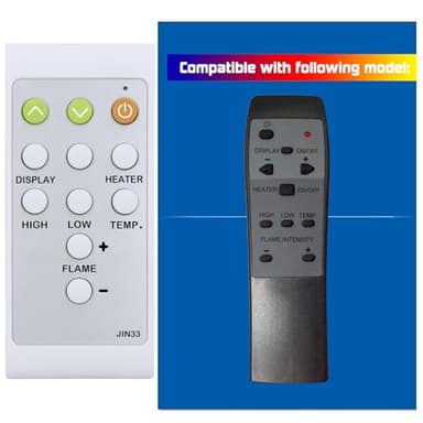 XINJISHIMIN Replacement Remote Control for IHP Lennox Electric Fireplace H1644 MPE-36R MPE36R MPE-33R MPE33R (with Oversized Buttons)