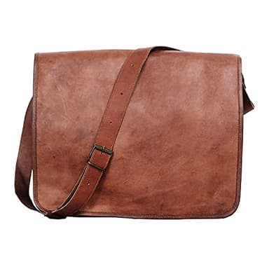 Komal's Passion Leather Vintage Mens 16 Inch Leather Laptop Messenger Satchel Men's Bag