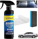 Sopami Car Coating Spray,Sopami Quick Effect Coating Agent,Sopami Quickly Coat Car Wax,Sopami Car Scratch Wax Polish Spray Waterless Wash,Sopami Oil Film Emulsion Glass Cleaner (1PC+Sponge+Cloth)