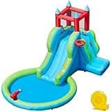 Yaheetech Inflatable Water Slide, 5-in-1 Outdoor Blow up Water Slide for Kids Aged 3-8 w/Water Cannon & Basketball Hoop & Climbing Wall & Storage Bag & 350W Blower