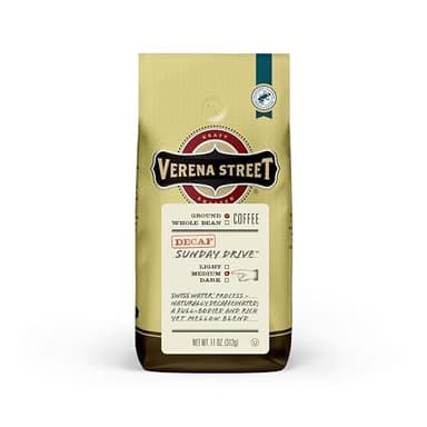 Verena Street 11 Ounce Ground, Swiss Water Process Decaf Coffee, Sunday Drive Decaffeinated, Medium Roast Rainforest Alliance Certified Arabica Coffee