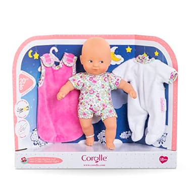 Corolle Mini Calin “Good Night” Blossom Garden - 8" Soft Boy Baby Doll with Vanilla Scent, White and Pink Pajamas, Sleeping Bag & Sleeping Eyes for Girls Ages 18 Months+, Cute Reborn Realistic