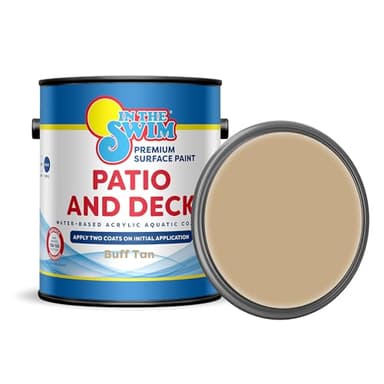 In The Swim Patio and Deck Paint - Buff Tan - Water Based Acrylic Coating - For Sprayed, Patterned, or Bare Concrete Surfaces - 1 Gallon