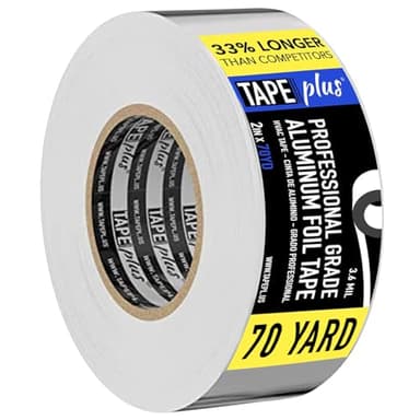 TapePlus Aluminum Foil Tape - HVAC & Ductwork Sealing with HVAC Tape - Metal Ductwork Insulation & Moisture Protection - Heat-Resistant Performance to 250°F - 2 in x 70 yd, Pack of 1, Silver