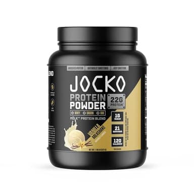 Jocko-Mölk Protein Powder, 21 Servings - Grass-Fed Whey, Micellar Casein, Egg Protein Blend with Digestive Enzymes, Probiotics, Sugar-Free, Soy-Free, Gluten-Free (1.48 lbs, Mölk-Vanilla)