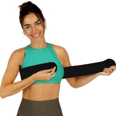Breast Augmentation Post Op Band - Breast Implant Stabilizer Post Surgery - After Breast Sugery Must Haves - Breast Augmentation Post Op Bra - Breast Implant Bra - Chest Compression Wrap (Fits Most - Black)