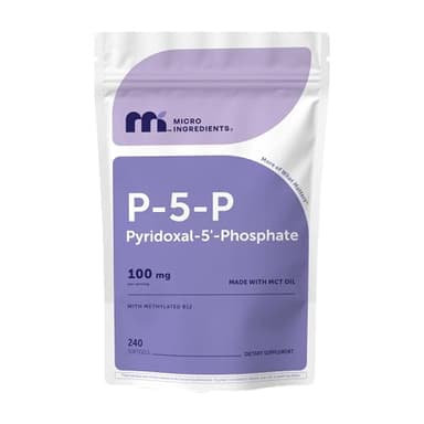 Micro Ingredients P5P Vitamin B6 100mg Per Serving, 240 Softgels | Pyridoxal-5-Phosphate Supplement with Methylated B12 | Made with MCT Oil | 4-Month Supply | Non-GMO, Gluten Free