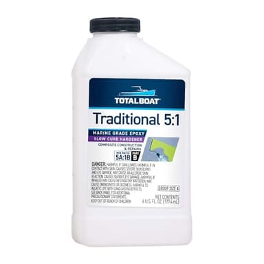 TotalBoat 5:1 Epoxy Slow Hardener 6 Ounces (for Quart of Resin),Clear Amber