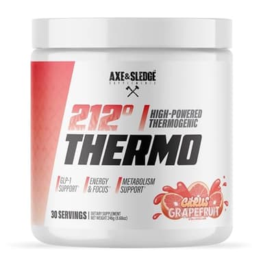 Axe & Sledge 212º Thermo Weight Management Powder | 200mg Caffeine | Energy, Focus, & Appetite Control | Advanced Metabolism Booster | Men & Women | 30 Servings, Citrus Grapefruit
