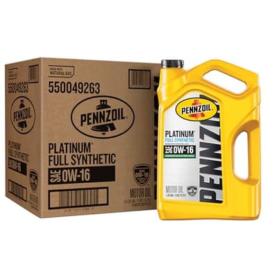 Pennzoil 550049263-3PK Platinum Full Synthetic 0W-16 Motor Oil (5-Quart, Case of 3)