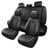 MINGBRON Car Seat Cover Full Set, Leather Car Seat Cover, Waterproof Seat Covers, Car Seat Cushion, Nappa Leather Seat Covers Car Seat Protector Universal Fit Most Cars Black