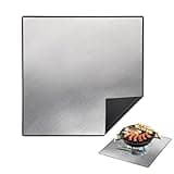 DocSafe 40" Square Fire Pit Mat,Upgraded 4-Layer Under Grill Mat Deck Patio Protect Mat,Fireproof Mat Fire Pit Pad for Outdoor Wood Burning Fire Pit and BBQ Smoker,Reusable＆Waterproof,Black＆Silver