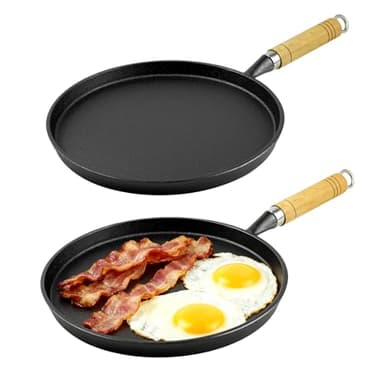 DVK Pre Seasoned Cast Iron Tortilla Pan & Comal - 11.57x10.23 Inch Smooth Surface Skillet for Perfect Tortillas, Dosas, Pancakes & Eggs – Versatile Cast Iron Crepe & Griddle Pan