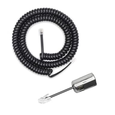 Awishwell Phone Cord Detangler for Desk Phones, 1 Pack Phone Cord for Landline 8 Ft Uncoiled (1.4 Ft Coiled) and 1 Pack 360 Degree Rotating Telephone Wire Detangler Tangle Free, Black