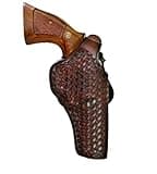 Basket Weave Leather Paddle Holster Fits Colt Python or Colt King Cobra, Premium Leather, Thumb Break - ShnLeather (Brown, Colt Python 4.25" Barrel)