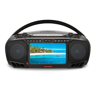 Aiwa Portable DVD Player, Crystal Clear Sound with Dual 3W Speakers and Bass Function, Featuring a 7" LCD Display, Bluetooth Connectivity, FM Radio, CD/DVD Playback