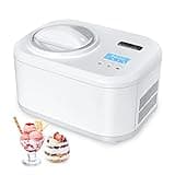 KUMIO 1.2-Quart Automatic Ice Cream Maker with Compressor, No Pre-freezing, 4 Modes Frozen Yogurt Machine with LCD Display & Timer, Electric Sorbet Maker Gelato Maker, Keep Cool Function