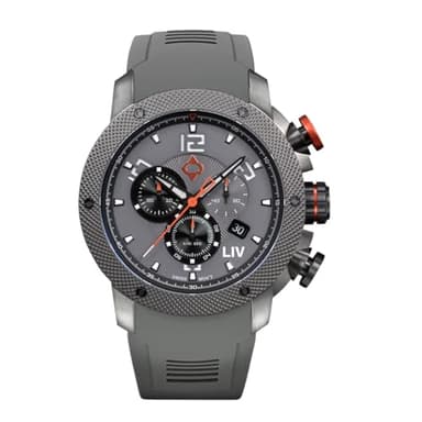 LIV GX1 Swiss Made Chronograph 45mm 316L SS Case, 3D Multi-Layer w/Quickset Date - Rugged Classic Watch for Men- Scratch Resistant Sapphire Crystal - 660 Feet Water Resistant - BGW9 Swiss Luminova