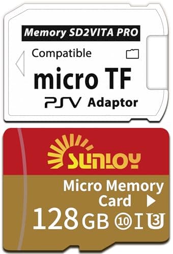 SD2Vita 6.0 PS Vita Memory Card Adapter with 128GB Micro SD Card, High Speed microSDXC UHS-I Flash Memory Card with PSVita SD Card Adapter for PSV 1000/2000 PSTV FW 3.60 HENkaku Enso System