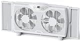 shinic Twin Window Fan, 9-Inch Blades Reversible Airflow, Thermostat Control, 3 Speeds, 3 Functions, 23.8"-37" Expandable Width, Window Exchaust Fans for Home Bedroom, ETL Certified