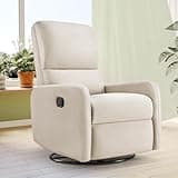 Jocisland Swivel Rocker Recliner Chair for Adults, Nursery Rocking Reclining with High Back, Small Glider for Small Spaces/Living Room/Bedroom/Nursing, Beige Line