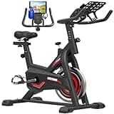 GOFLYSHINE Exercise Bikes Stationary,Exercise Bike for Home Indoor Cycling Bike for Home Cardio Gym,Workout Bike with pad Mount & LCD Monitor,Silent Belt Drive (Black-red)