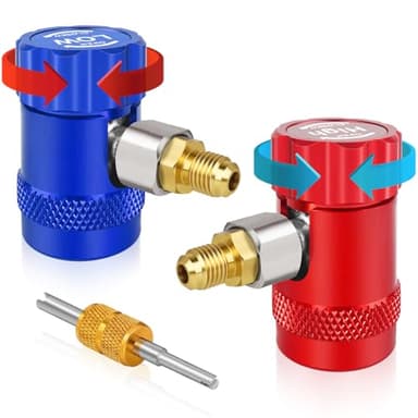 FANOVO R1234yf Coupler, Adjustable 1234yf Adapter, High & Low Pressure Side R1234yf Adapter, A/C Refrigerant Adapter for R1234yf, 1234yf Manifold Gauge Adapter Connector, for Car Refrigerant Recharge