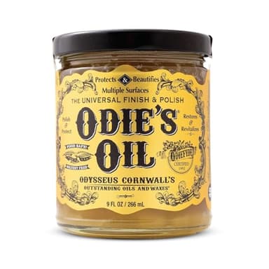 Odie's Oil - Universal Finish for Wood, Leather, Plastic, Vinyl, Metal & More - 9 Oz Jar - Waterproofs, Food Safe, Solvent Free Non-Toxic Finish