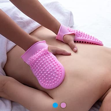 Wumimi Professional Massage Mitts, Silicone Body Exfoliating Gloves, Two-sided Gentle Skin Care Tool, Anti Cellulite Lymphatic Drainage, Back Scrubber (pink)