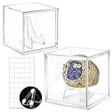 Championship Ring Display Case, Acrylic Display Case, 2 Inch Championship Ring Box with Holder, Baseball Ring Holder, 2 Pack